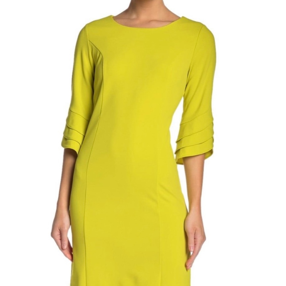 Nina Leonard Jewel Neck Tiered Sleeve midi dress NWT